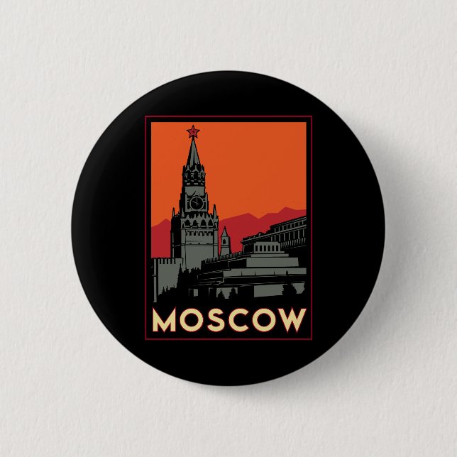 Badge Rond 5 Cm voyage d'art déco de Moscou Russie le Kremlin (Devant)