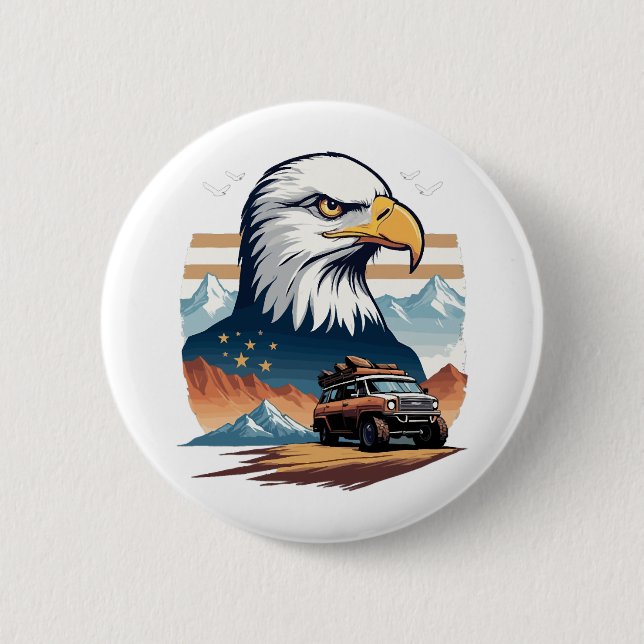 Badge Rond 5 Cm Voyage d'aventure USA (Devant)