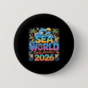 Badge Rond 5 Cm Voyage drôle en mer Famille Monde tropical Aventur