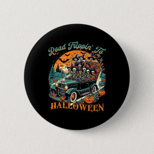 Badge Rond 5 Cm Voyage En Route Pour Halloween Skeleton Road Ca