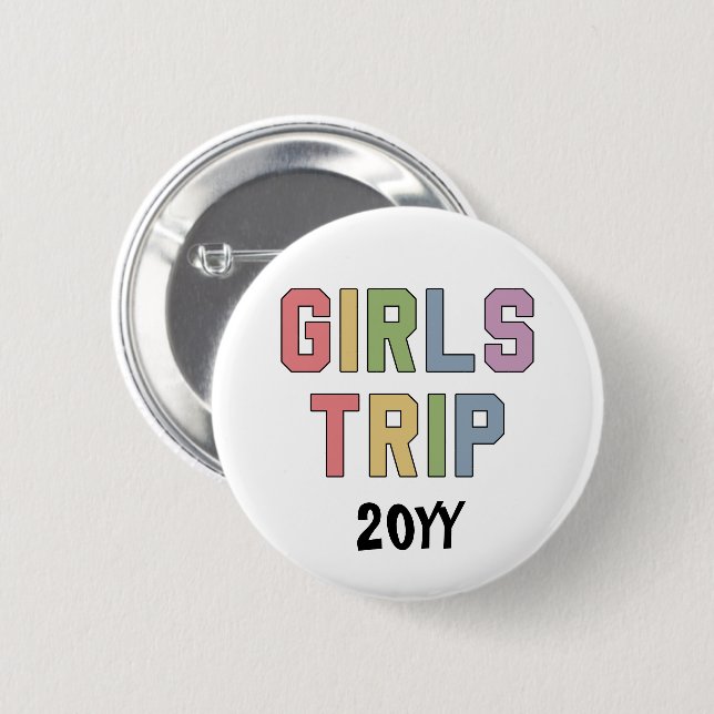 Badge Rond 5 Cm Voyage entre filles personnalisé Vacances d'été en (Devant & derrière)