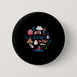 Badge Rond 5 Cm Voyage Europe Islande Reykjavik Vacances en Famill