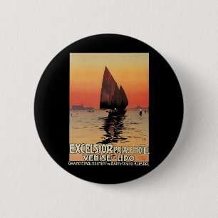 Badge Rond 5 Cm Voyage Rétro, Bateaux à l'Excelsior Palace Venise