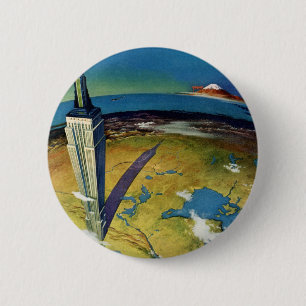 Badge Rond 5 Cm Voyage Rétro New York City Empire State Building