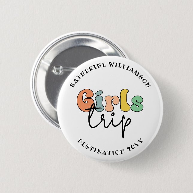 Badge Rond 5 Cm Voyage sur mesure pour filles | Vacances week-end  (Devant & derrière)