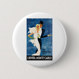 Badge Rond 5 Cm Voyage Vintage, Amour Romantique Hiver à Monte Car