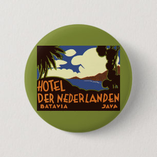 Badge Rond 5 Cm Voyage Vintage Jakarta Indonésie Hôtel Nederlanden