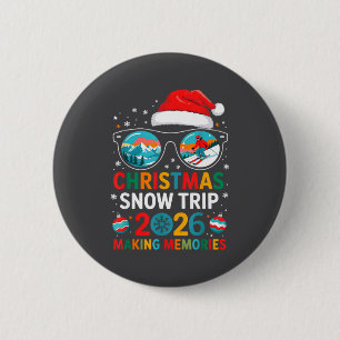 Badge Rond 5 Cm Voyages de neige de Noël 2026 Hommes Femmes Enfant