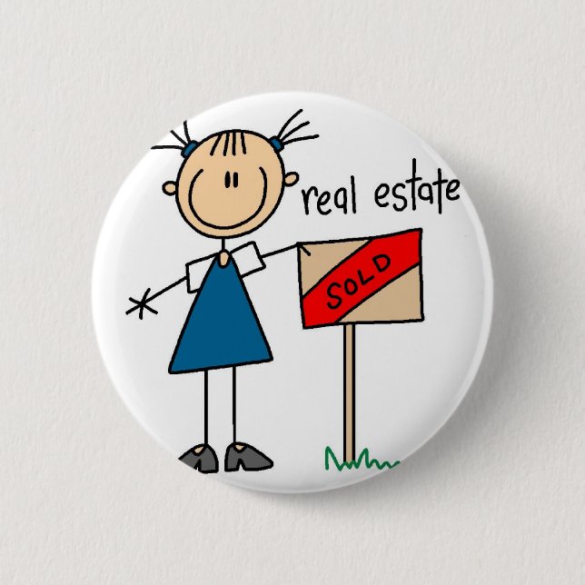 Badge Rond 5 Cm Vrai bouton d'agent immobilier (Devant)