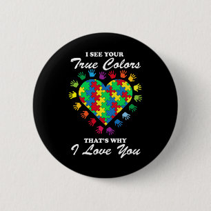 Badge Rond 5 Cm Vrai Couleurs Puzzle Coeur Cool Sensibilisation su