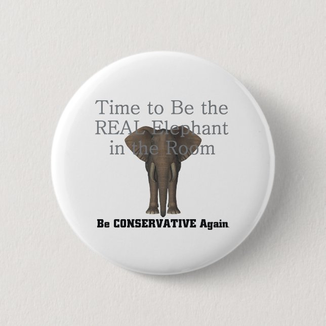 Badge Rond 5 Cm Vrai éléphant de PIÈCE EN T (Devant)