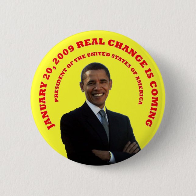 BADGE ROND 5 CM VRAI JAUNE DE CHANGEMENT. (Devant)
