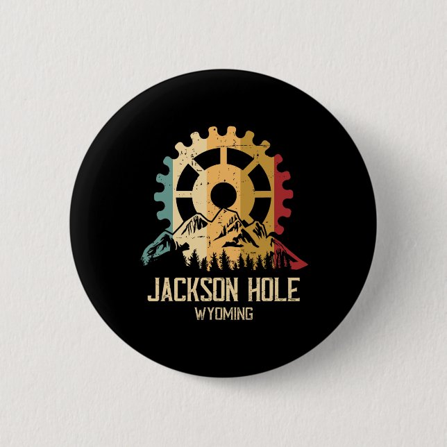Badge Rond 5 Cm VTT Jackson Hole Wyoming  (Devant)