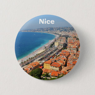 Badge Rond 5 Cm Vue aérienne de la Côte d'Azur à Nice, France