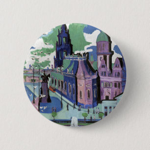 Badge Rond 5 Cm Vue de Kirchner de la place du château de Dresde B
