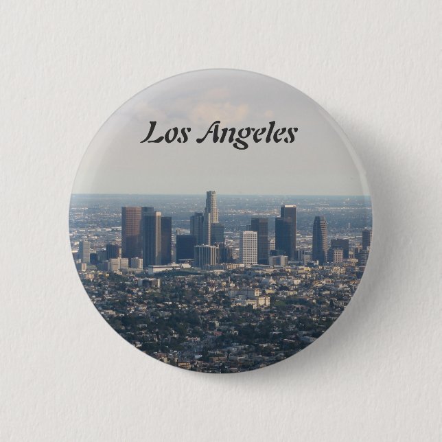 Badge Rond 5 Cm Vue de Los Angeles du centre (Devant)