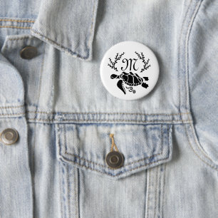 Badge Rond 5 Cm Vue latérale de la silhouette de la tortue noire