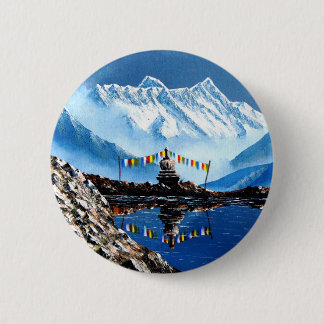Badge Rond 5 Cm Vue Panoramique De La Montagne Annapurna Népal