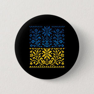 Badge Rond 5 Cm Vyshyvanka de tournesol ukrainien