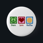 Badge Rond 5 Cm Waffles Peace Love<br><div class="desc">Un cadeau pour les amateurs de gaufres mignonnes pour un petit-déjeuner ou un café qui sert une cuisine délicieuse. Waffles Peace Love.</div>