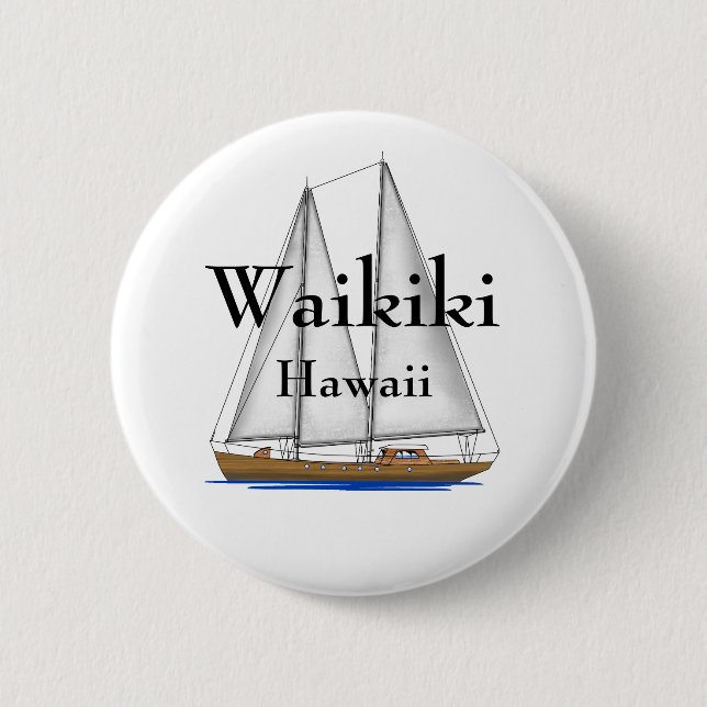Badge Rond 5 Cm Waikiki Hawaï (Devant)