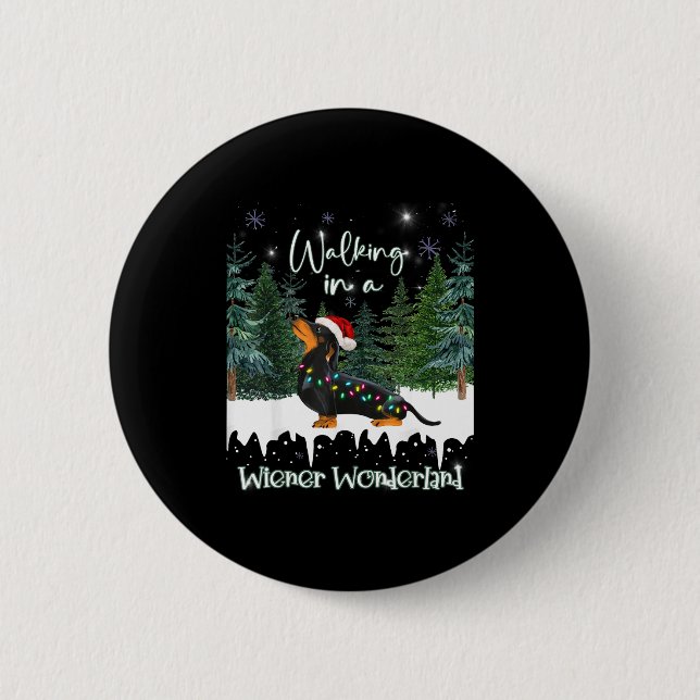 Badge Rond 5 Cm Walking In A Wiener Wonderland Dachshund  (Devant)