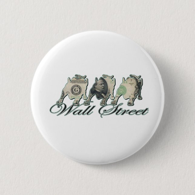Badge Rond 5 Cm Wall Street/Monnaie (Devant)