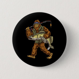 Badge Rond 5 Cm Walleye Fishing Sauger Chasse Bigfoot Pêcheurs