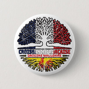 Badge Rond 5 Cm Wallonie Français wallon France Arbre Racines Drap