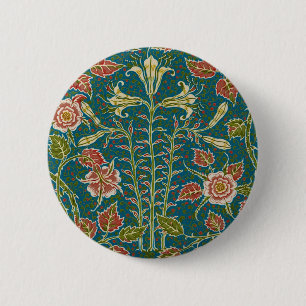 Badge Rond 5 Cm Walter Crane Vintage Lily et Rose Floral