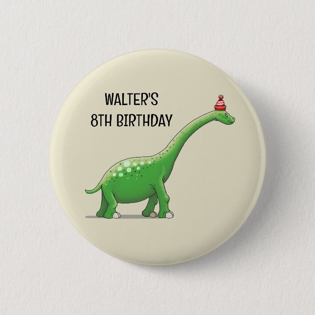 Badge Rond 5 Cm Walter le Dinosaur (Devant)
