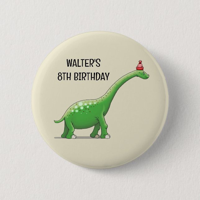 Badge Rond 5 Cm Walter le Dinosaure (Devant)