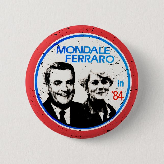 Badge Rond 5 Cm Walter Mondale Geraldine Ferrero élection vintage (Devant)