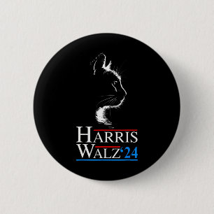 Badge Rond 5 Cm Waltz 2024 Election Funny Cat Kamala Harris Tim WA