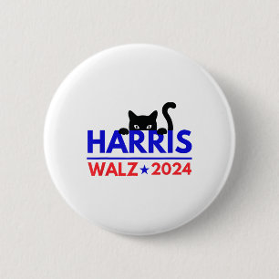 Badge Rond 5 Cm Walz 2024 Funny Cat Election Kamala Harris Tim Wal