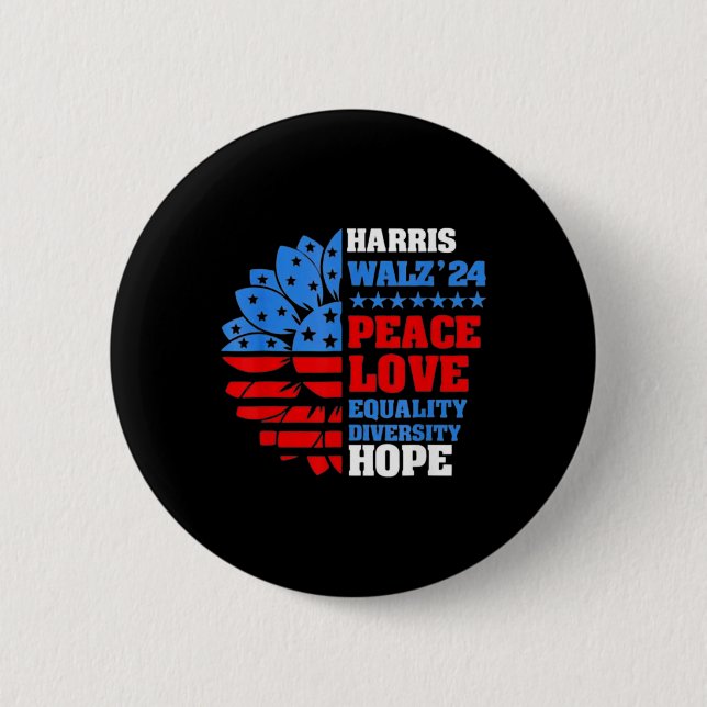 Badge Rond 5 Cm Walz Peace Love Equality Hope Diversity (Devant)