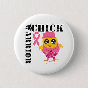 Badge Rond 5 Cm Warrior Chick Breast Cancer
