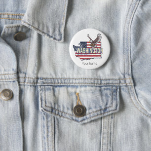 Badge Rond 5 Cm Washington State États-Unis Carte USA Souvenir