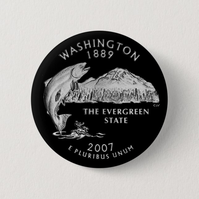 Badge Rond 5 Cm Washington State Quarter Black (Devant)
