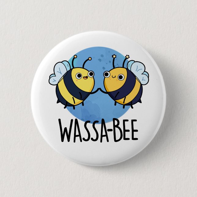 Badge Rond 5 Cm Wassabee Funny Wasabi Bee Pun (Devant)