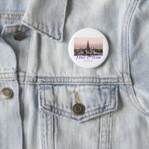 Badge Rond 5 Cm Wat Arun Temple Bangkok Thaïlande Sunset Souvenir