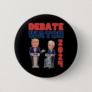 Badge Rond 5 Cm Watch Party 2024 - Trump Biden - Président - Elect