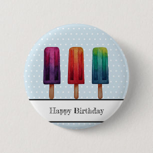 Badge Rond 5 Cm Watercolor Cute Popsicle Glaces Creams