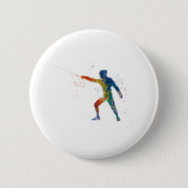 Badge Rond 5 Cm watercolor fencing (Devant)