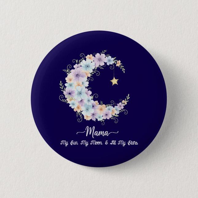 Badge Rond 5 Cm Watercolor Floral Moon Mama (Devant)