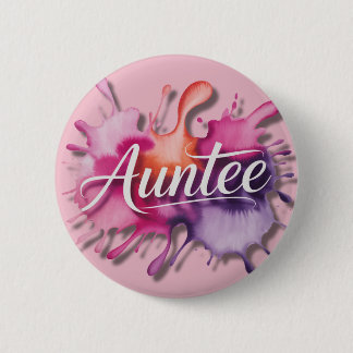 Badge Rond 5 Cm Watercolor Splash with Auntee typography 