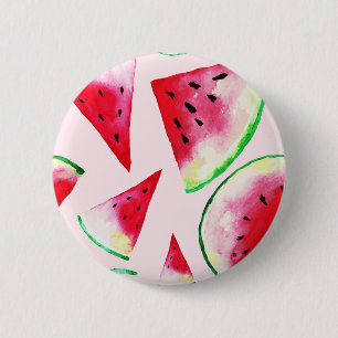 Badge Rond 5 Cm Watercolor Watermelon Slice Pattern