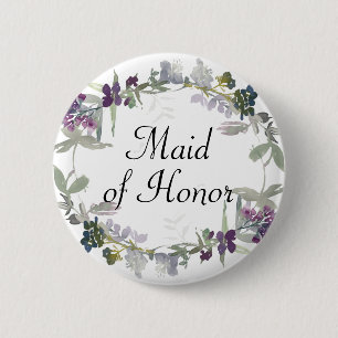Badge Rond 5 Cm Watercolor Wildflowers Lavender Made of Honor