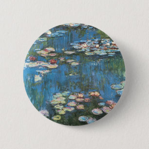 Badge Rond 5 Cm Waterlilies by Claude Monet, Vintage Impressionism