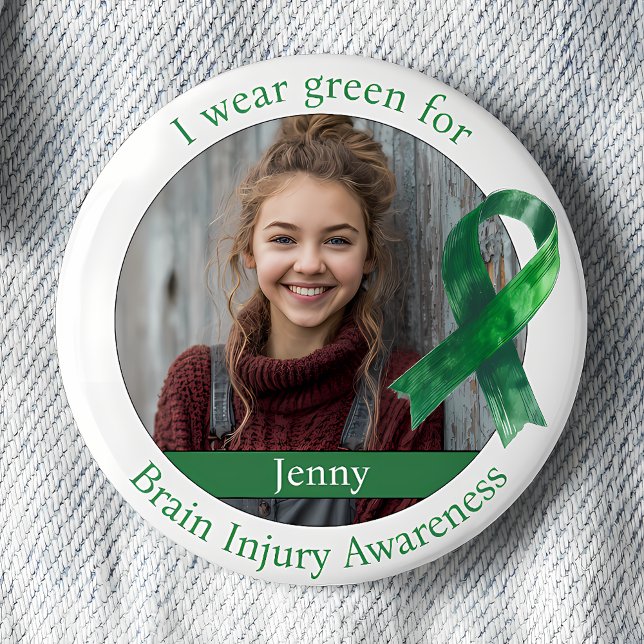 Badge Rond 5 Cm Wear Green for Brain Injury Awareness Photo (Créateur téléchargé)